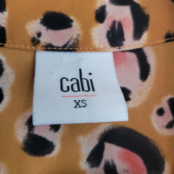 Cabi Women's Prowl Sunset Leopard V-neck Sleeveless Blouse Size XS Orange 3792 - Picture 2 of 7